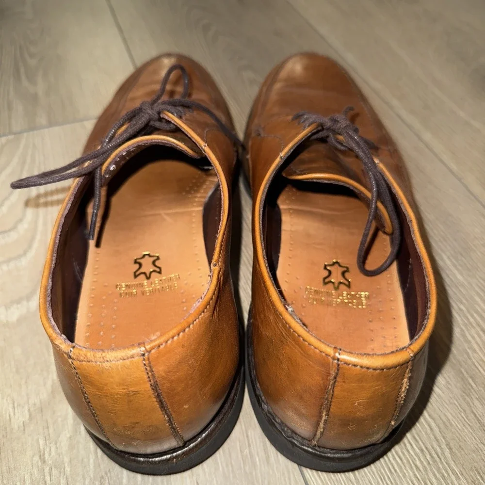 Allen Edmonds Dress Shoes Men 9 Stockbridge Split Toe Blucher Brown Leather USA